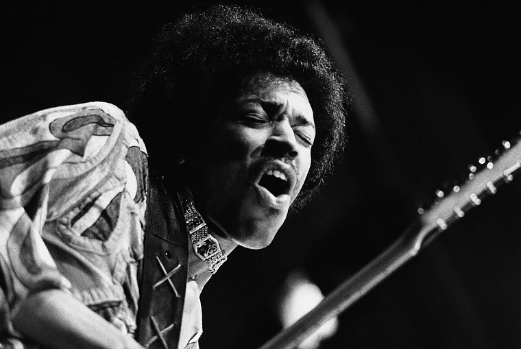 music, men, Jimi Hendrix, monochrome, music bands - desktop wallpaper
