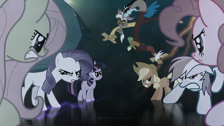 My Little Pony, Fluttershy, Rainbow Dash, Twilight Sparkle, Rarity, Pinkie Pie, Applejack, Discord, My Little Pony: Friendship is Magic - desktop wallpaper