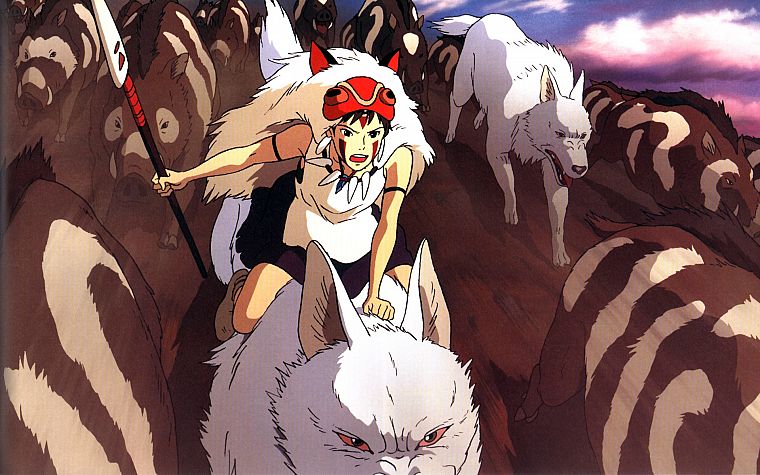 Princess Mononoke, wolves, boar, San (Princess Mononoke) - desktop wallpaper