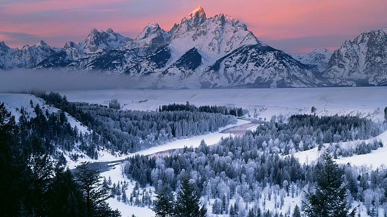 dawn, Wyoming, Grand Teton National Park, rivers, National Park - desktop wallpaper