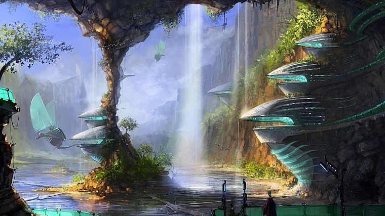 fantasy, science fiction, waterfalls - desktop wallpaper