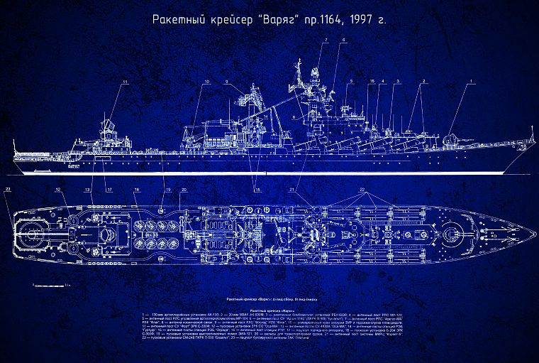Soviet, ships, blueprints, scheme, missle cruiser, Varyag, Slava class cruiser, Russian Navy, Russians - desktop wallpaper
