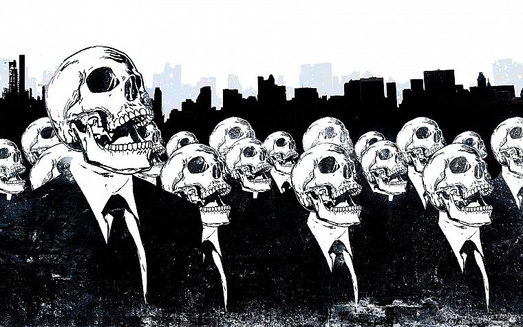 skulls, Anonymous, suit, tie, skeletons, Alex Cherry - desktop wallpaper