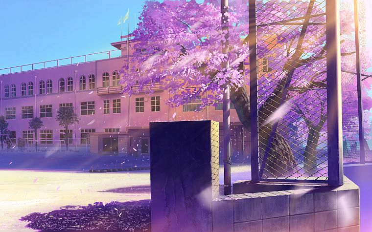 architecture, school, buildings, Makoto Shinkai, scenic - desktop wallpaper