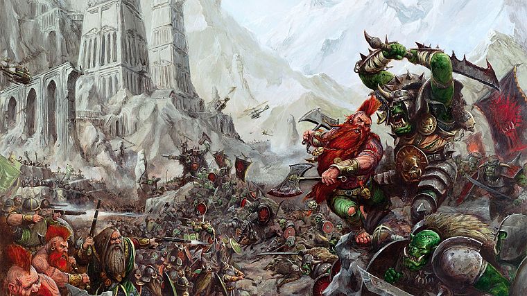 video games, Warhammer, dwarfs, orcs - desktop wallpaper