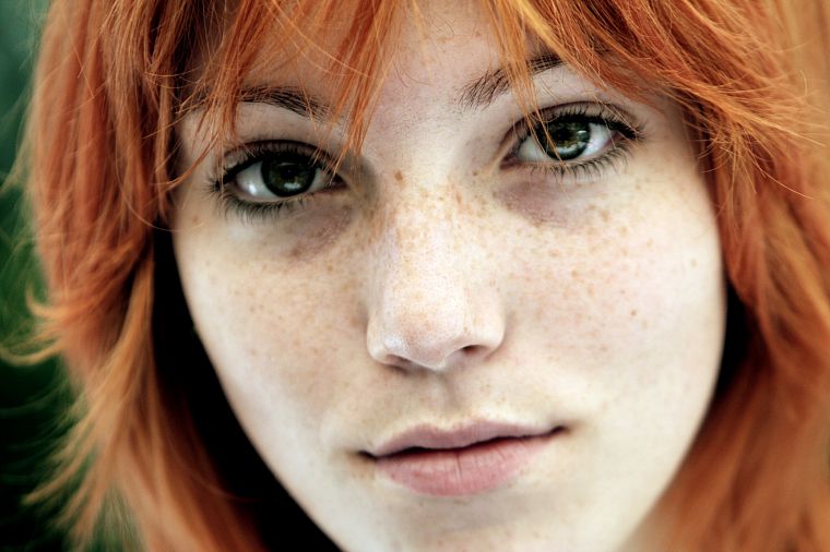 women, redheads, freckles, green eyes, faces - desktop wallpaper