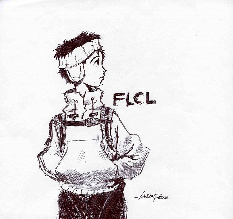 FLCL Fooly Cooly, simple background, Nandaba Naota - desktop wallpaper