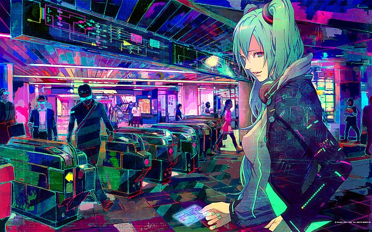 Vocaloid, Hatsune Miku, metro - desktop wallpaper