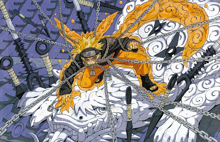 Naruto: Shippuden, chains, Uzumaki Naruto, Jinchuuriki - desktop wallpaper