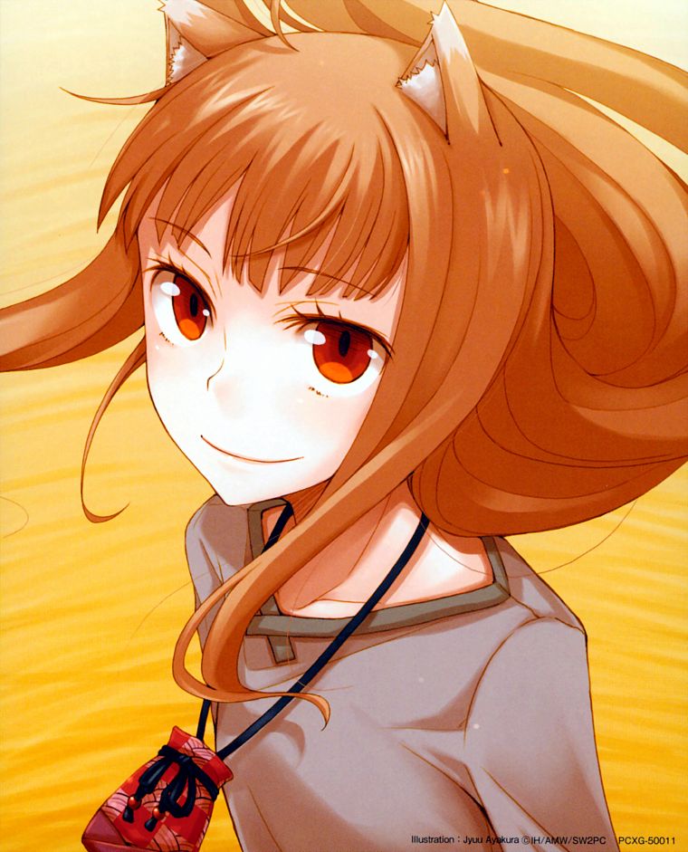 brunettes spice and wolf animal ears red eyes holo the 