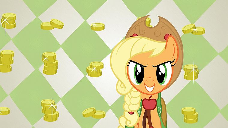 greed, My Little Pony, Applejack - desktop wallpaper