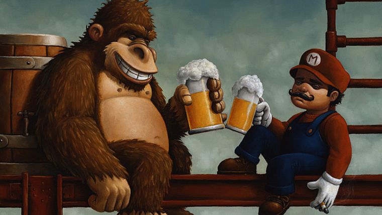 Nintendo, beers, video games, Mario Bros, alcohol, Donkey Kong - desktop wallpaper
