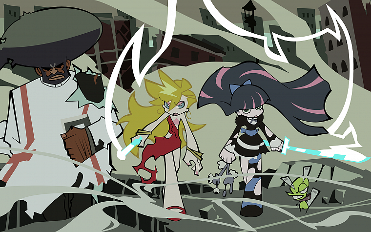 Panty and Stocking with Garterbelt, Anarchy Panty, Anarchy Stocking, striped legwear, Garterbelt (PSG) - desktop wallpaper