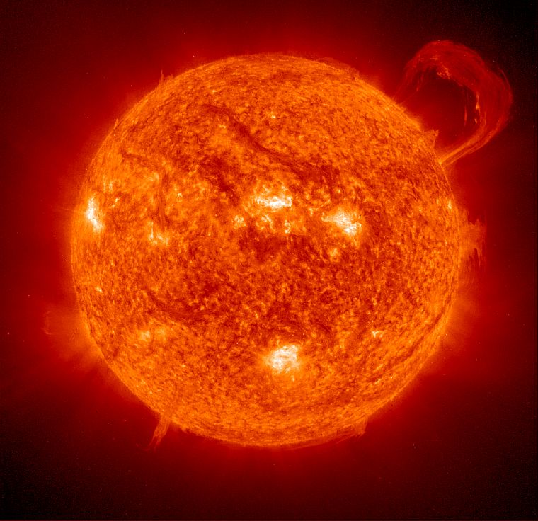 Sun, stars, Big Red, solar flares - desktop wallpaper