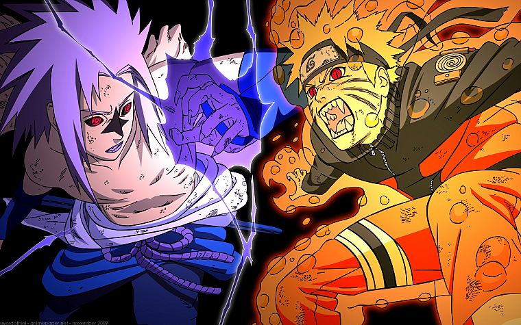 Uchiha Sasuke, Naruto: Shippuden, Sharingan, red eyes, Uzumaki Naruto, Jinchuuriki - desktop wallpaper