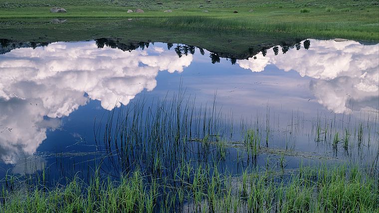 clouds, valleys, ponds, Wyoming, Yellowstone, Lamar - desktop wallpaper