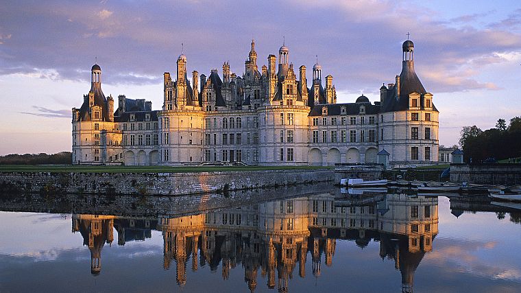 landscapes, castles, architecture, France, historic, reflections - desktop wallpaper