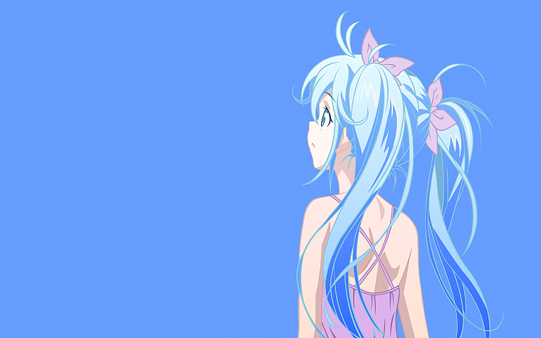 blue, blue eyes, blue hair, Denpa Onna to Seishun Otoko, Touwa Erio, simple background, anime girls - desktop wallpaper