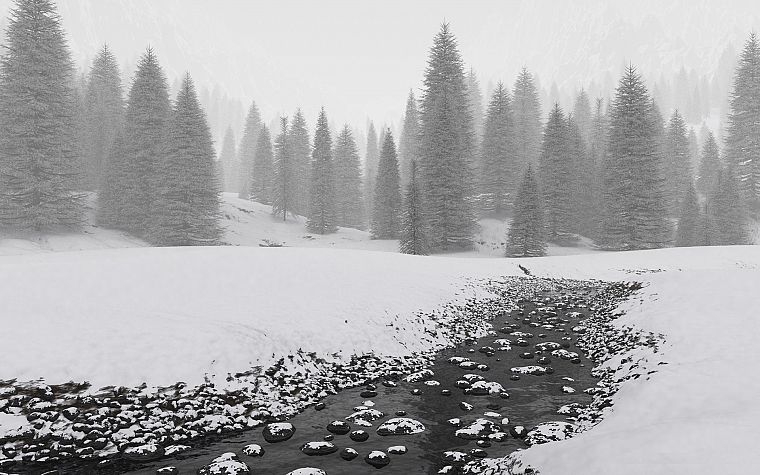 landscapes, winter, snow, trees, forests - desktop wallpaper