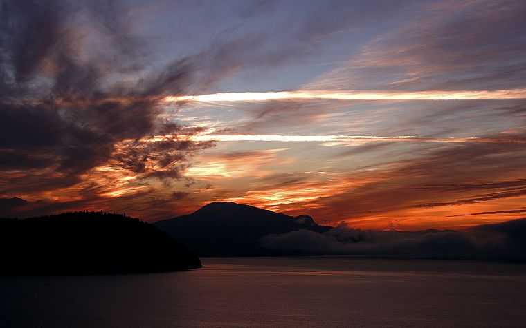 sunset, clouds, landscapes, Canada, British Columbia, bay - desktop wallpaper