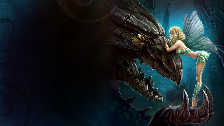 dragons, fairies, fantasy art, artwork - desktop wallpaper