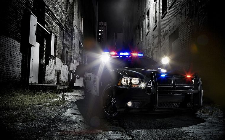 lights, cars, police, muscle cars, Dodge Charger, police cruiser - desktop wallpaper