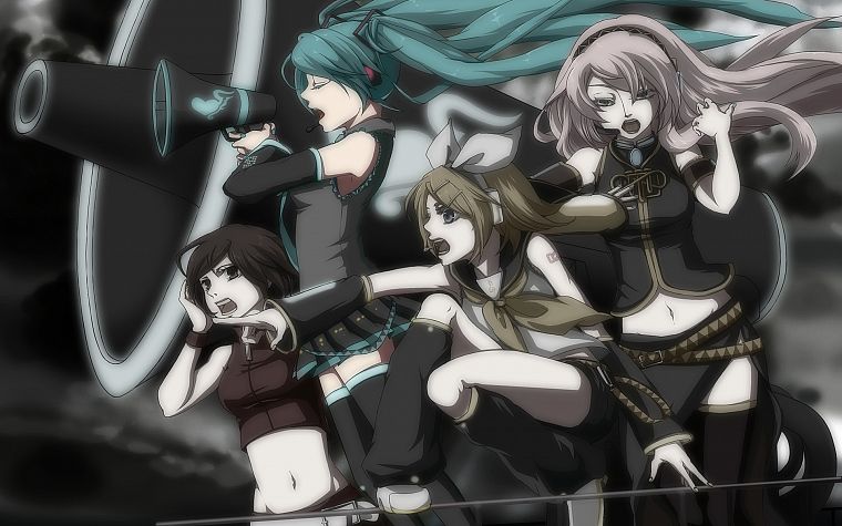 Vocaloid, Hatsune Miku, Megurine Luka, Kagamine Rin, Love is War, Meiko, detached sleeves - desktop wallpaper