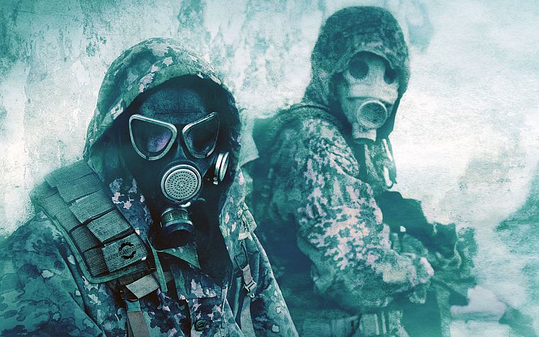 military, gas masks, camouflage - desktop wallpaper