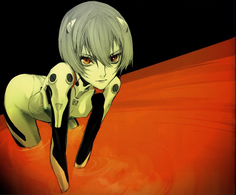 Ayanami Rei, Neon Genesis Evangelion, red eyes, anime girls - desktop wallpaper