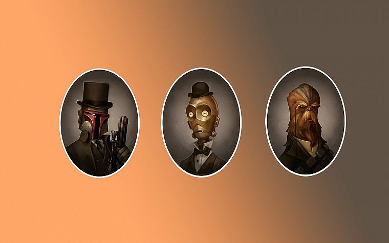 Star Wars, C3PO, Boba Fett, Chewbacca, victorian, steam punk - desktop wallpaper