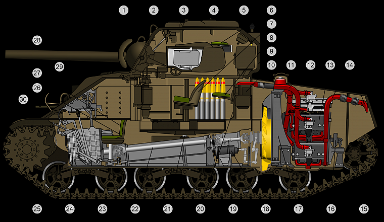 tanks, cutaway, M4 Sherman - desktop wallpaper