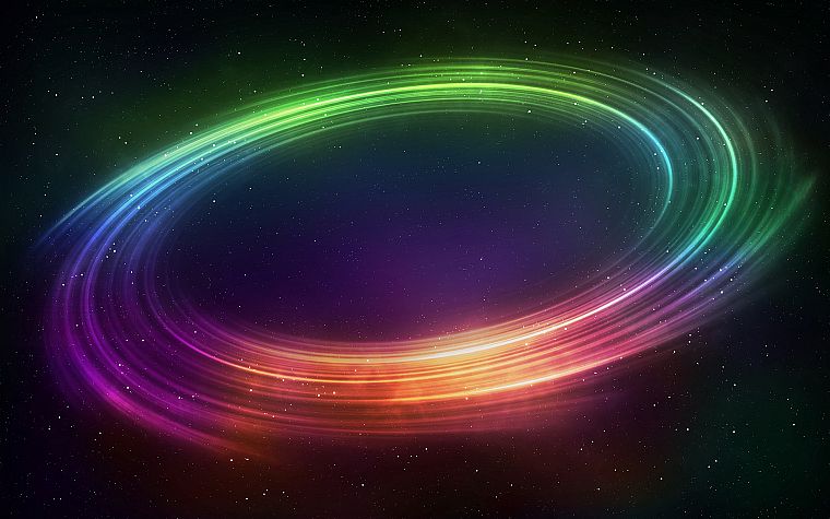 outer space, stars, circles, rainbows - desktop wallpaper
