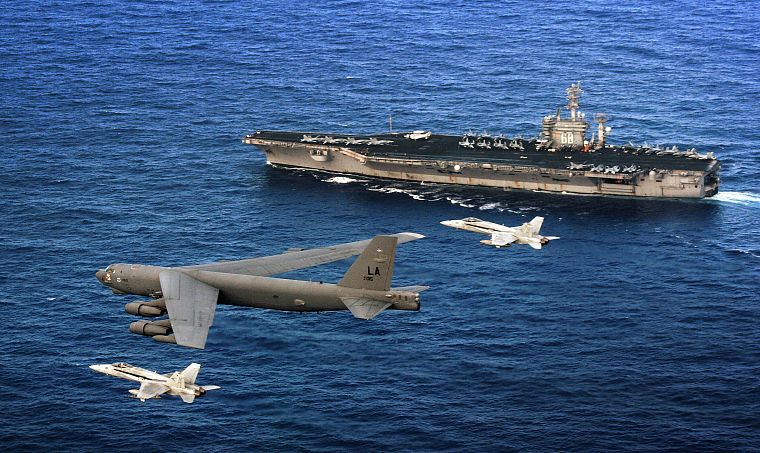 military, airplanes, bomber, B-52 Stratofortress, vehicles, aircraft carriers, F-18 Hornet, battleships - desktop wallpaper