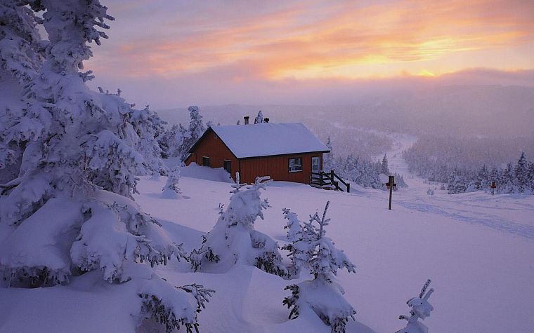 landscapes, nature, winter, snow, dawn - desktop wallpaper