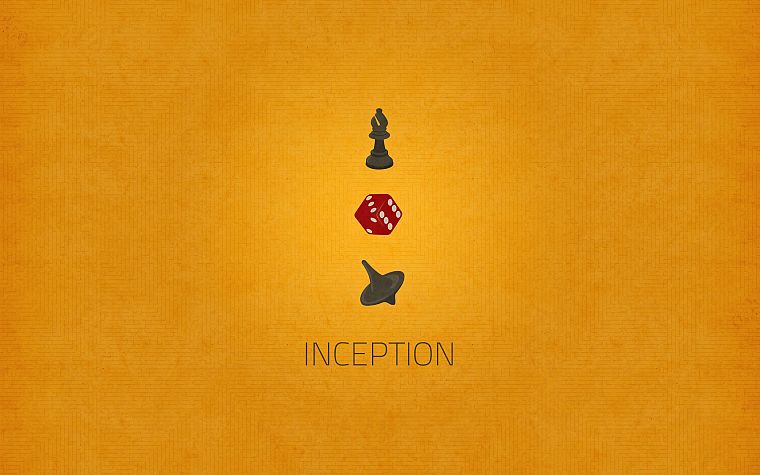 minimalistic, text, Inception, dice, chess pieces, token, yellow background - desktop wallpaper