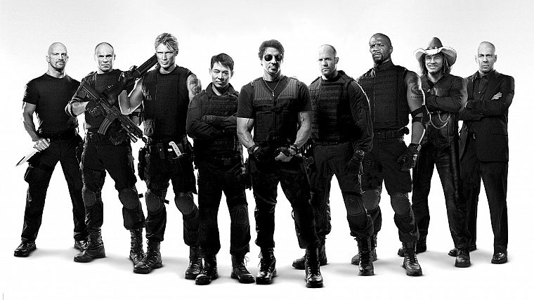 movies, The Expendables, monochrome, greyscale - desktop wallpaper