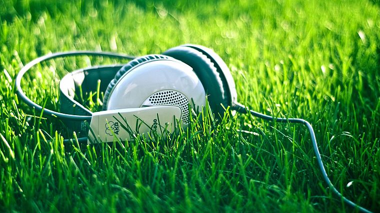 headphones, grass, AKG Acoustics - desktop wallpaper