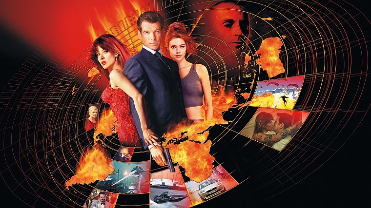 Sophie Marceau, James Bond, Denise Richards, Pierce Brosnan - desktop wallpaper