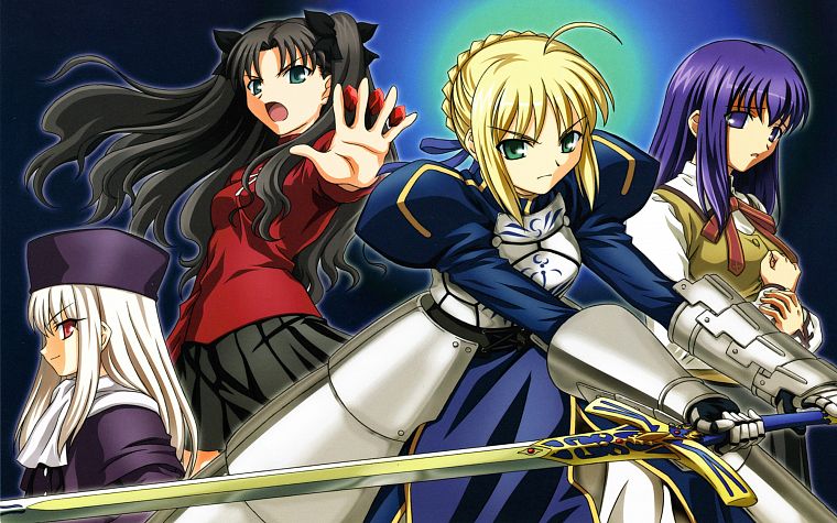 Fate/Stay Night, Tohsaka Rin, Saber, Matou Sakura, anime girls, Fate series, Illyasviel von Einzbern - desktop wallpaper