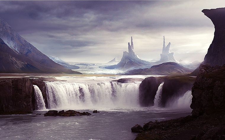 landscapes, waterfalls - desktop wallpaper