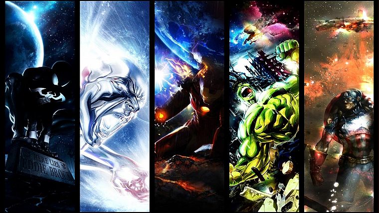 Hulk (comic character), Iron Man, Spider-Man, Captain America, Silver Surfer - desktop wallpaper