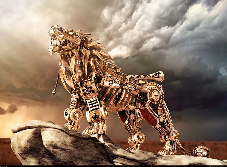 iron, lions - desktop wallpaper