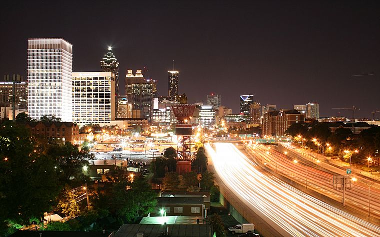 cityscapes, Georgia, buildings, Atlanta, city lights, long exposure, cities - desktop wallpaper