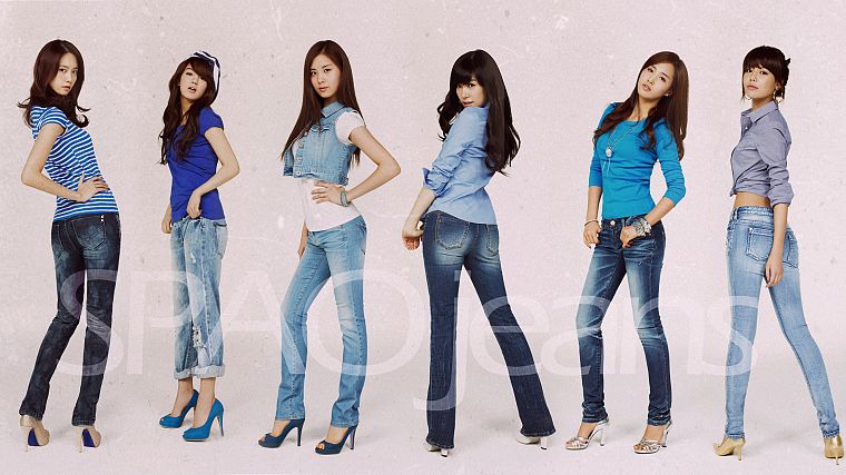 women, jeans, Girls Generation SNSD, celebrity, high heels, Seohyun, singers, Kwon Yuri, Im YoonA, Kim Hyoyeon, Choi Sooyoung, Tiffany Hwang - desktop wallpaper