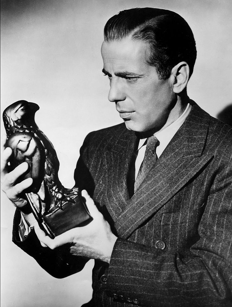 birds, Humphrey Bogart, grayscale, falcon bird, The Maltese Falcon - desktop wallpaper