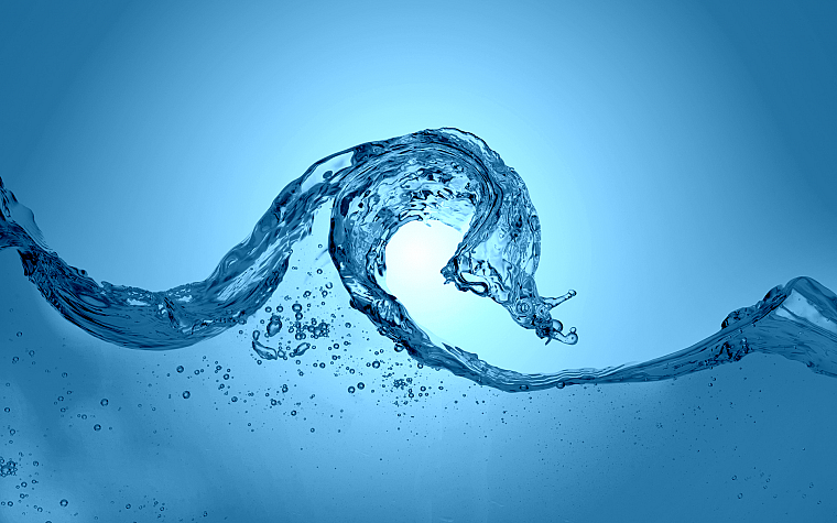 water, blue, waves - desktop wallpaper