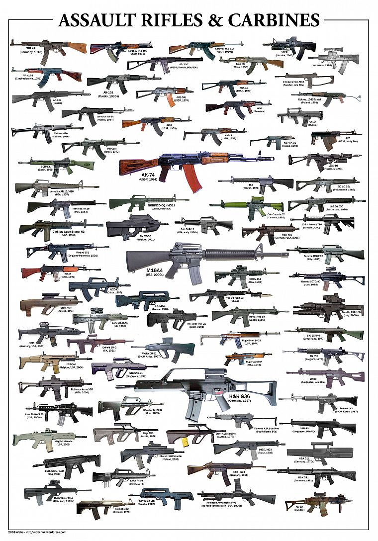 rifles, guns, military, weapons, charts, G36, assault rifle, M16A4, posters, ak-74, FN F2000, Insas, Steyr ACR, Enfield L85A1, FN SCAR, MagPul Masada - desktop wallpaper