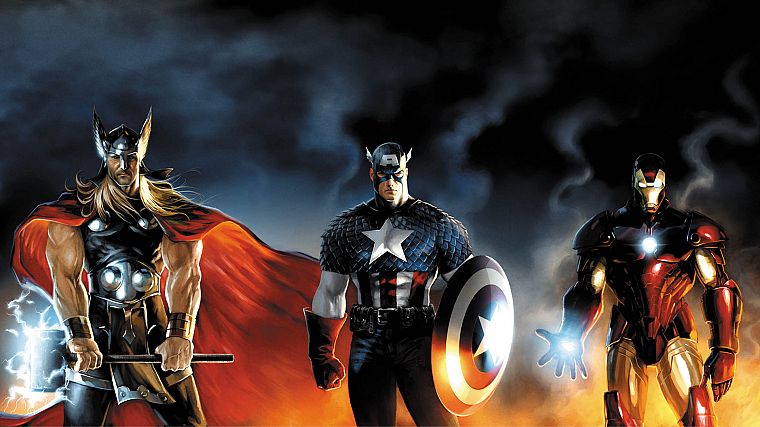 Iron Man, Thor, Captain America, Marvel Comics - desktop wallpaper