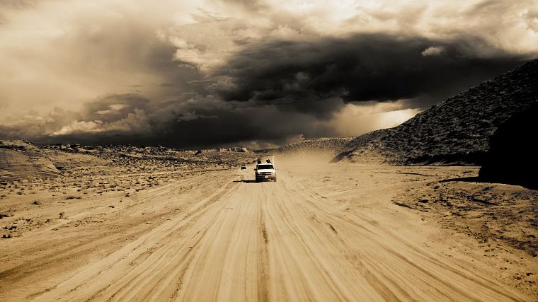 cars, deserts, stormchasing - desktop wallpaper