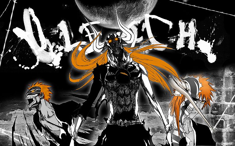 Bleach, Kurosaki Ichigo, Hollow Ichigo, selective coloring, VastoLorde - desktop wallpaper
